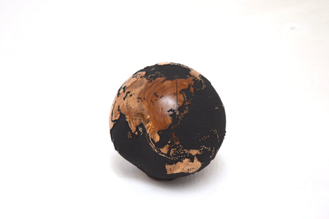 Teak Wood Globe 20CM Black on Rotative Base